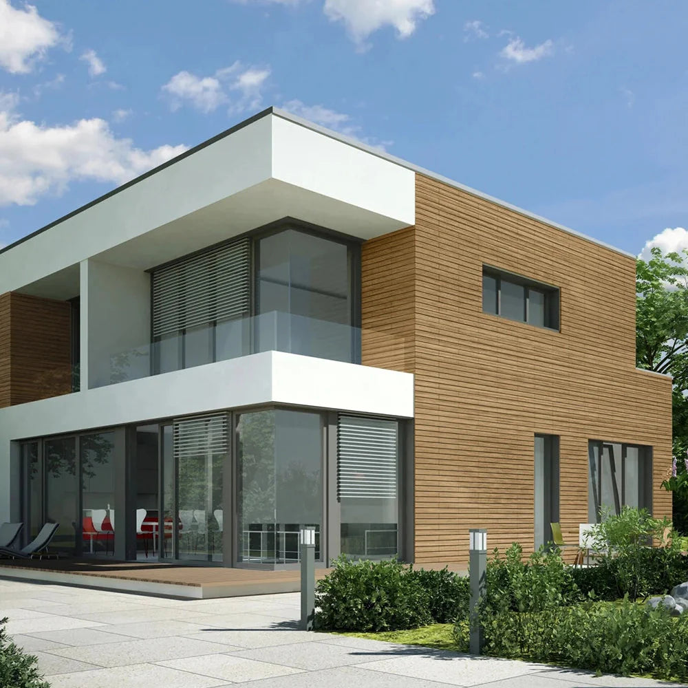 Wood Texture Flexible Wall Panels LIGHT OAK wall elevation combined with big windows Decormania.eu